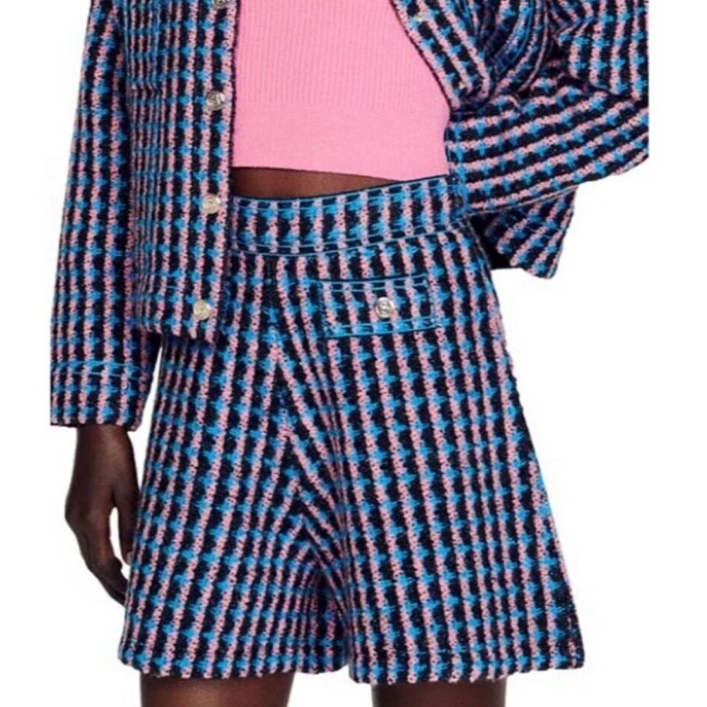 Sandro Plaid Houndstooth Shorts Size 34, NWT